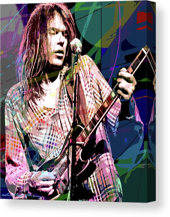 Neil Young Canvas Print featuring the painting Neil Young Crazy Horse by David Lloyd Glover