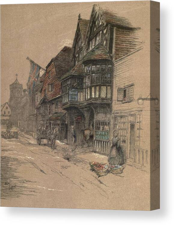 Cecil Aldin Canvas Print featuring the drawing Old Inns, Bell Inn, Waltham St Lawrence by Cecil Aldin