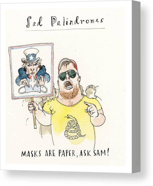 Pardon The Palindromes [please] Canvas Print featuring the painting Pardon the Palindromes Please by Barry Blitt