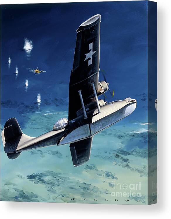 Military Aircraft Canvas Print featuring the painting Consolidated PBY-5 Catalina by Jack Fellows