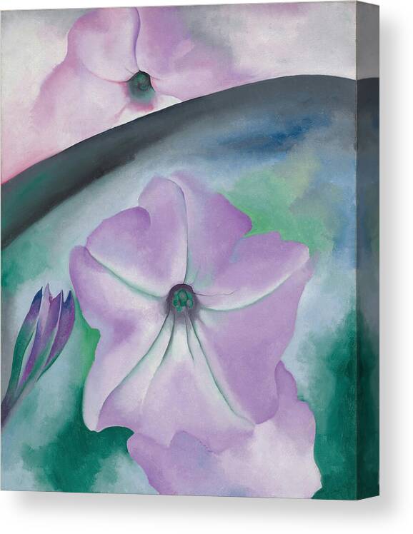 Georgia O'keeffe Canvas Print featuring the painting Petunia no 2. - Modernist pink flower painting by Georgia O'Keeffe