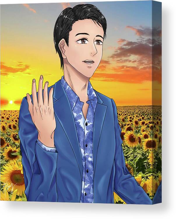  Canvas Print featuring the digital art Ps Cioccolanti on Sunflowers by Fhyzzie Lee