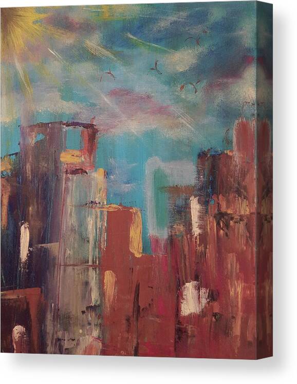 Abstract Canvas Print featuring the painting Rising under the sun by Don Ravi