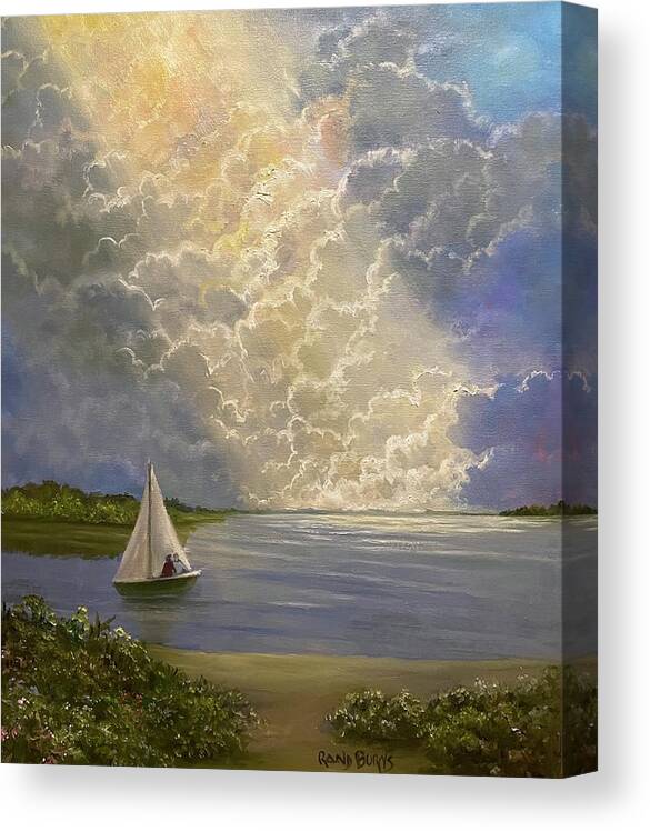 Sailing Canvas Print featuring the painting Sailing The Light by Rand Burns