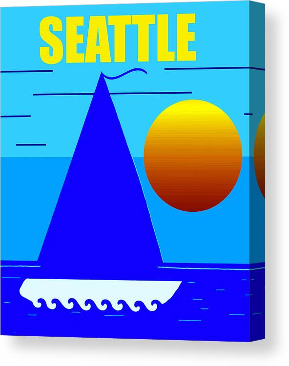 Sailing Canvas Print featuring the mixed media Seattle sailing by David Lee Thompson