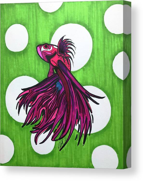 Siamese Fighting Fish Canvas Print featuring the drawing Siamese Dancer by Creative Spirit
