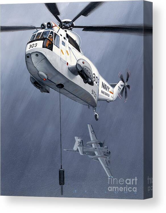 Aviation Canvas Print featuring the painting Sikorsky S-61 HH-3E by Jack Fellows
