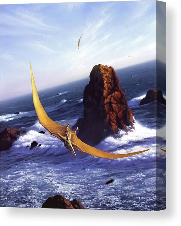 Pteranodon Canvas Print featuring the painting Soaring by Jerry LoFaro