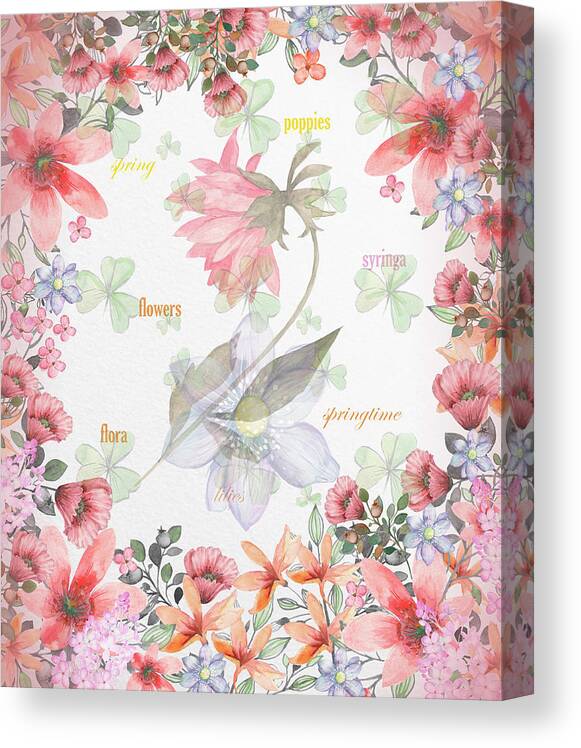 Spring Canvas Print featuring the digital art Springtime Flower Design 4 by Johanna Hurmerinta