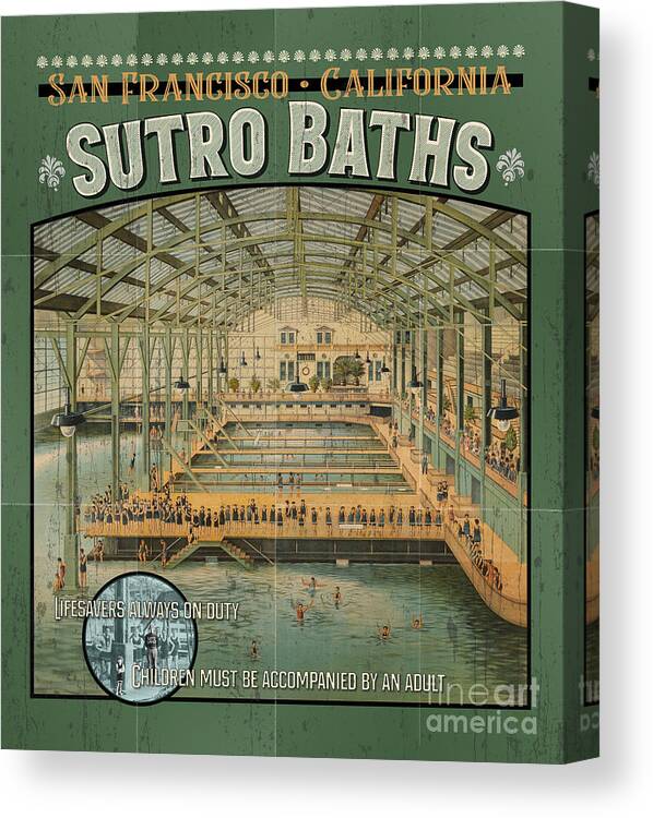 Sutro Baths Canvas Print featuring the digital art Sutro Baths Poster by Brian Watt