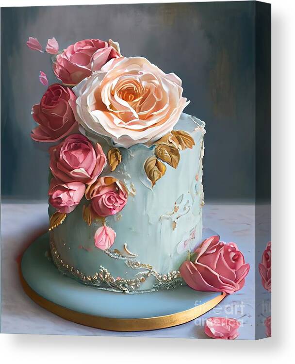 Fancy Cake Canvas Print featuring the painting Sweetness and Light I by Mindy Sommers