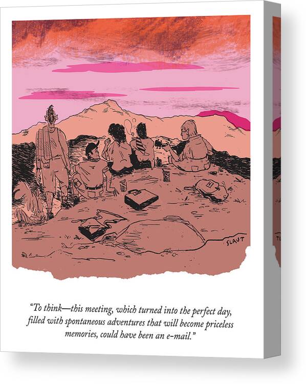 To Think-this Meeting Canvas Print featuring the drawing The Perfect Day by Sara Lautman
