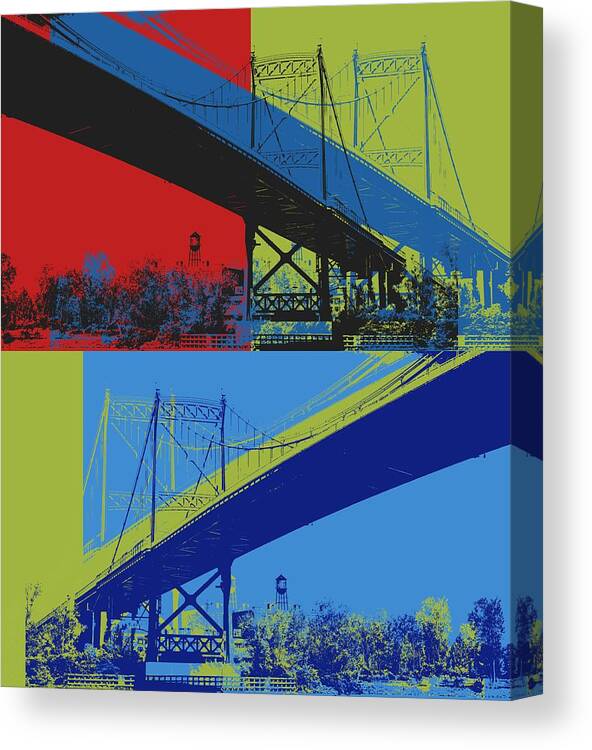 Toledo Bridge Pop Art Canvas Print featuring the digital art Toledo Bridge Pop Art by Dan Sproul