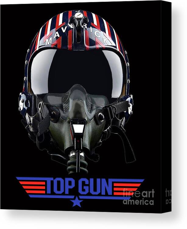 Top Gun Canvas Print featuring the mixed media Top Gun, Maverick, Tom Cruise, Motorcycle Helmet by Thomas Pollart