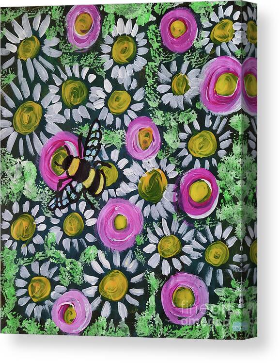 Bumblebee Canvas Print featuring the mixed media Where is the Bumblebee by Mimulux Patricia No