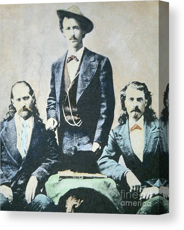 Wild Bill Hickok Canvas Print featuring the photograph Wild Bill Hickok, Texas Jack Omohundro and Buffalo Bill Cody by American Photographer
