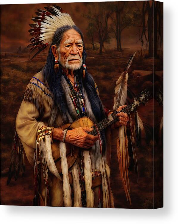 Indian Canvas Print featuring the digital art Willie by Micah Offman