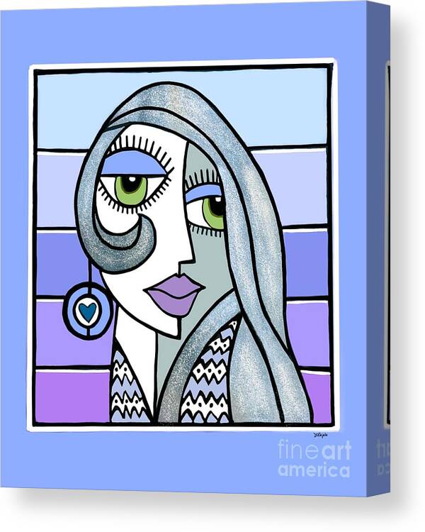 Lady Canvas Print featuring the digital art Woman with Earring 2 by Diana Rajala
