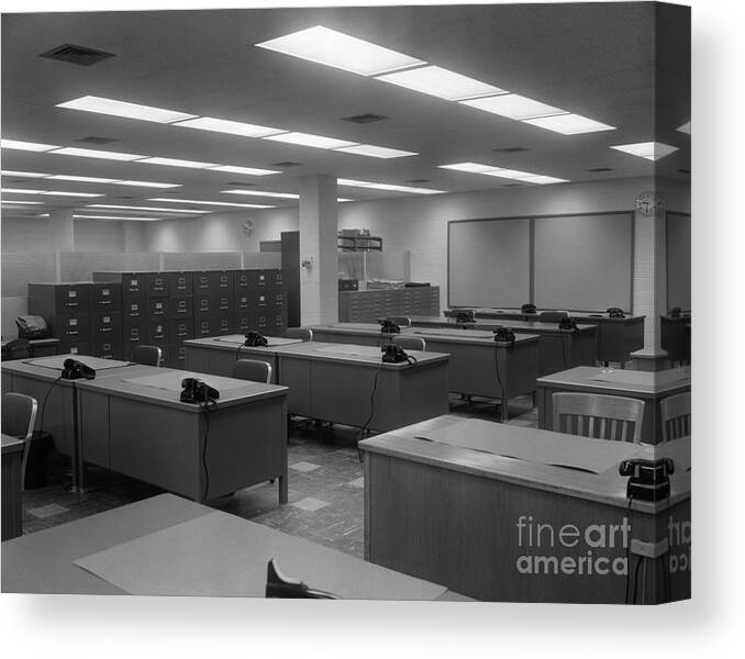 Empty Office C 1950 60s Canvas Print