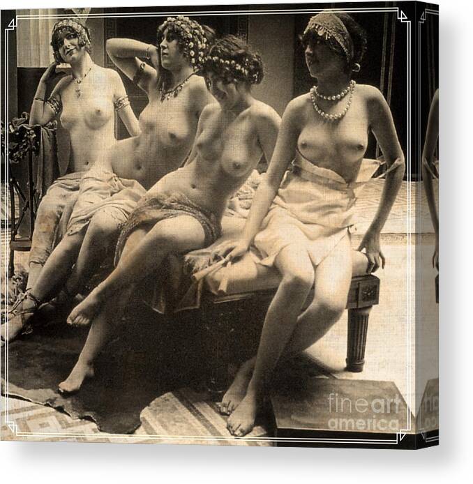 Vintage Retro Nudist Nude - Digital Ode To Vintage Nude By Mb Canvas Print