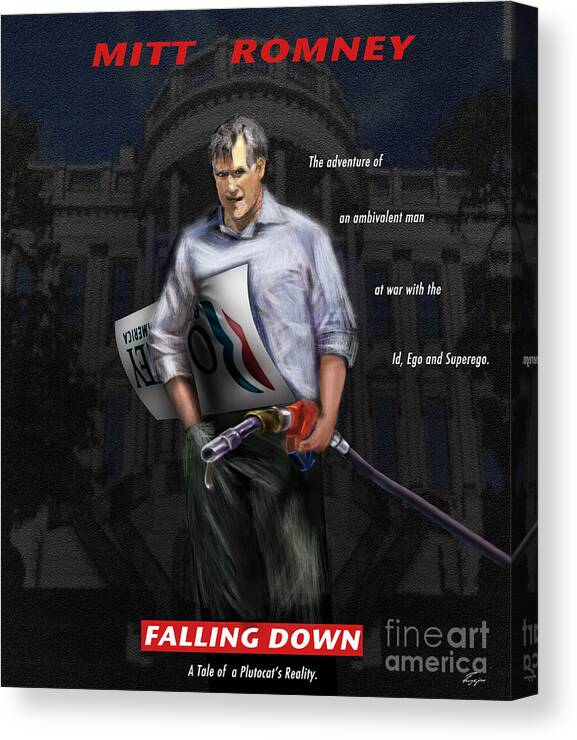 Mitt Romney Canvas Print featuring the painting Falling Down by Reggie Duffie