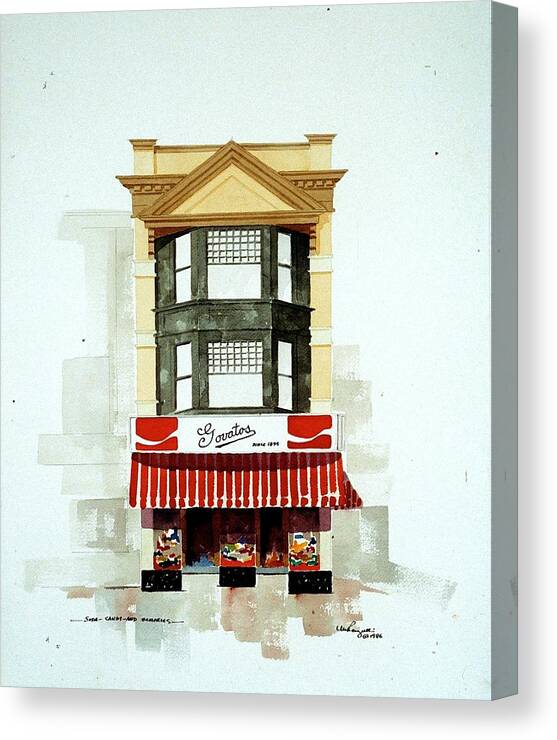 Wilmington De Canvas Print featuring the painting Govatos' Candy Store by William Renzulli