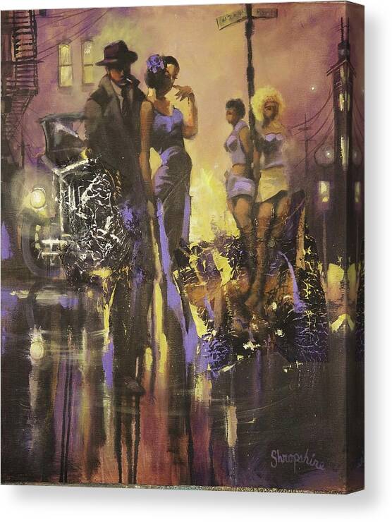Gangsters Canvas Print featuring the painting A Gangsters Life by Tom Shropshire