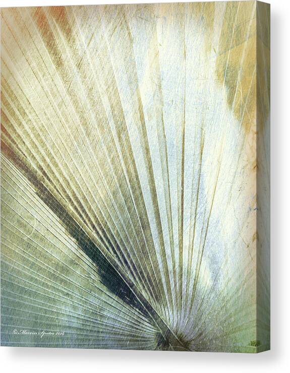 Green Canvas Print featuring the photograph Bronze Blue Palm Frond LH by Marvin Spates