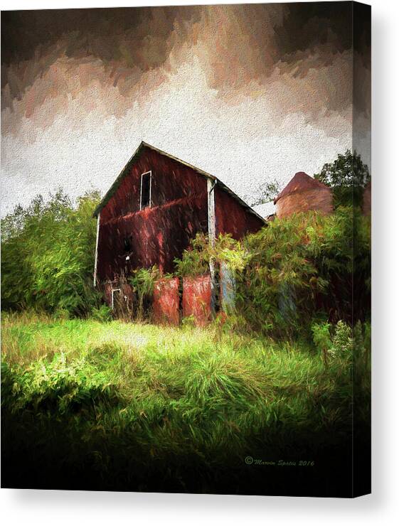 Barn Canvas Print featuring the mixed media Hillside Barn by Marvin Spates