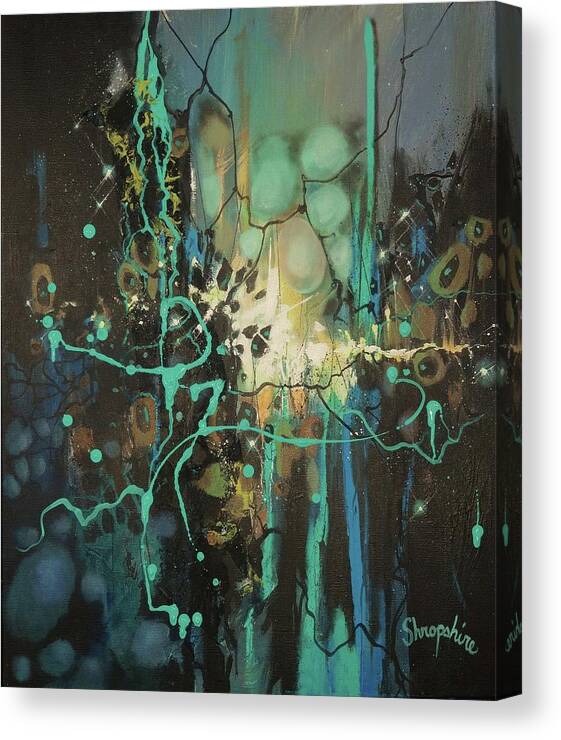 Deconstruction; Abstract; Abstract Expressionist; Contemporary Art; Tom Shropshire Painting; Shades Of Blue Canvas Print featuring the painting Deconstruction by Tom Shropshire