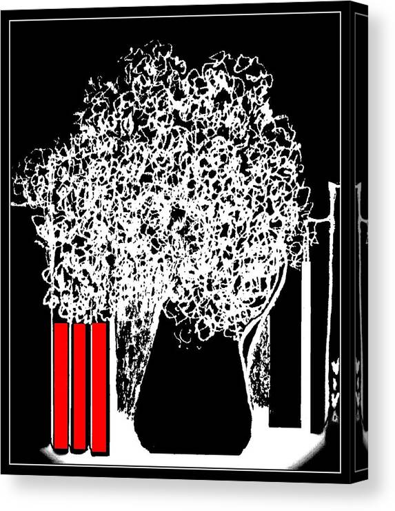 Black And White Canvas Print featuring the drawing Black-White-Red-all-over by VIVA Anderson