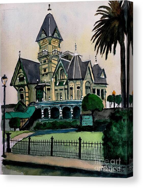 Eureka Ca Canvas Print featuring the painting Carson Mansion by John West