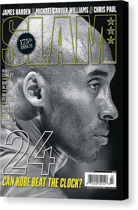 Kobe Bryant Canvas Print featuring the photograph 24: Can Kobe Beat the Clock? SLAM Cover by Atiba Jefferson