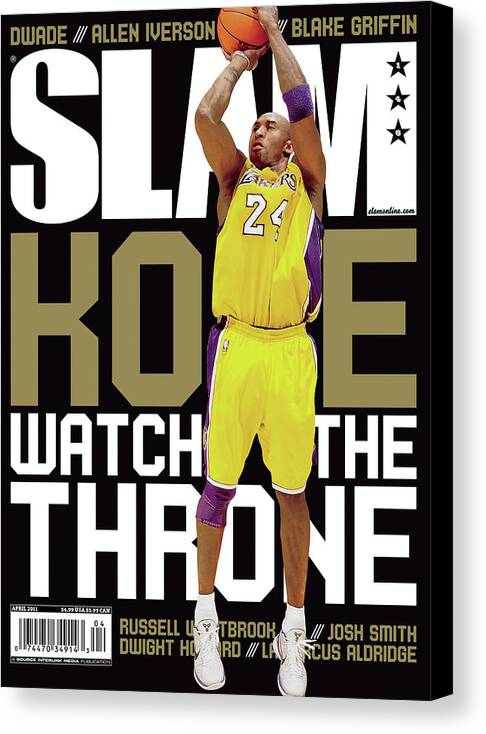 Kobe Bryant Canvas Print featuring the photograph Kobe: Watch the Throne SLAM Cover by Getty Images