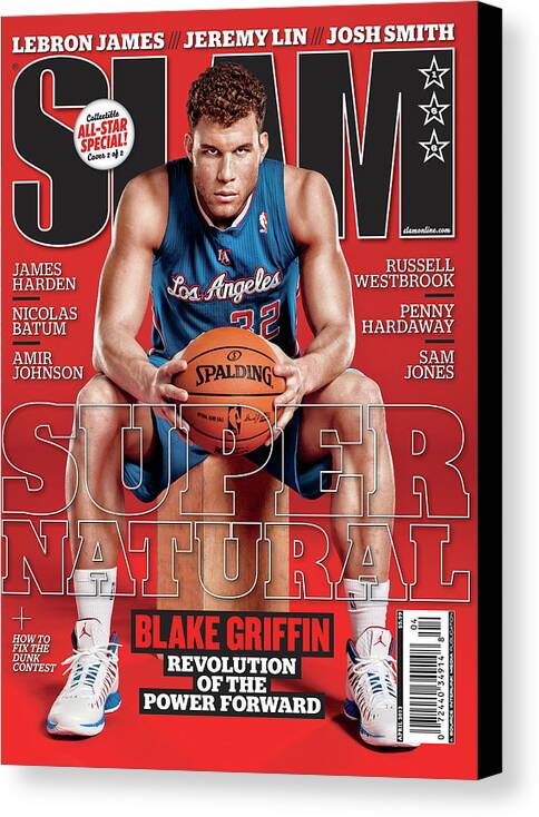 Blake Griffin Canvas Print featuring the photograph Super Natural: Blake Griffin SLAM Cover by Tom Medvedich