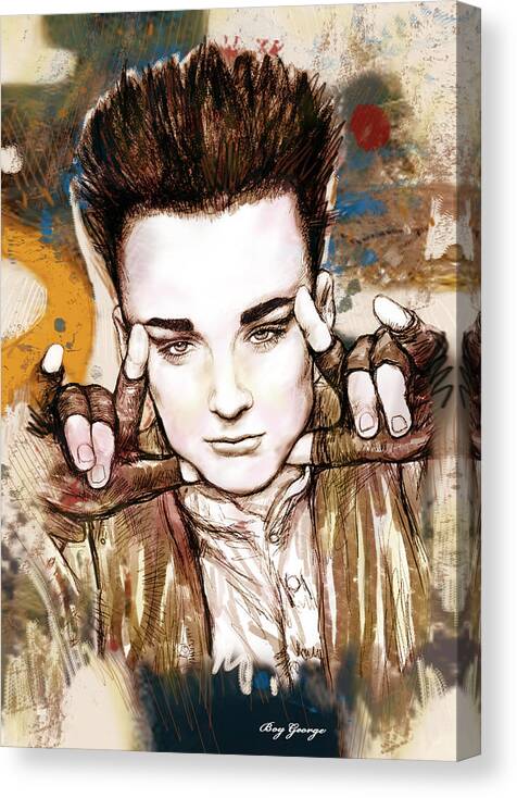 Boy George Long Stylised Drawing Art Poster. Boy George (born George Alan O'dowd On 14 June 1961) Is An English Singer-songwriter Canvas Print featuring the drawing Boy George stylised drawing art poster #1 by Kim Wang