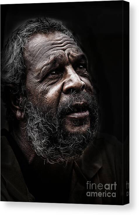 Australian Aboriginal Man Canvas Print featuring the photograph Aboriginal man by Sheila Smart Fine Art Photography