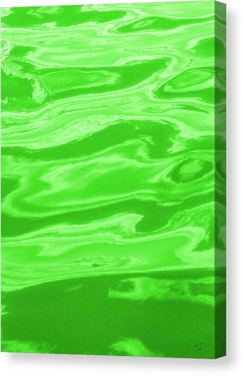 Multi Panel Canvas Print featuring the digital art Colored Wave Green Panel Two by Stephen Jorgensen