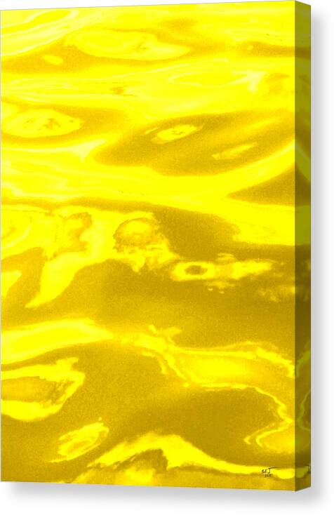 Multi Panel Canvas Print featuring the photograph Colored Wave Yellow Panel Three by Stephen Jorgensen