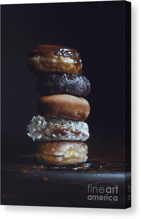 Donuts Canvas Print featuring the painting DONUT TOWER no.3 by Lawrence Preston