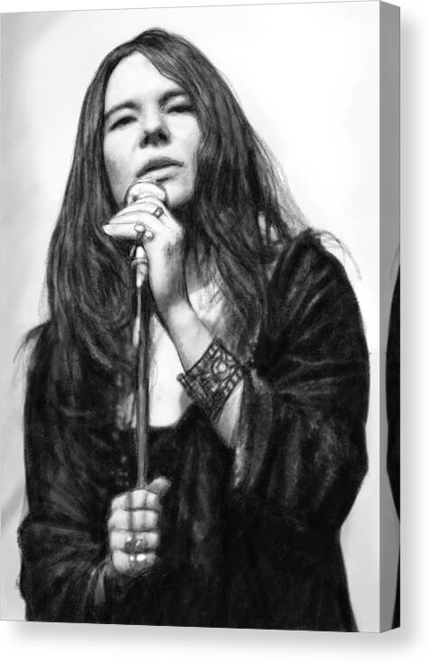 Janis Joplin Art Drawing Sketch Portrait Canvas Print featuring the painting Janis joplin art drawing sketch portrait by Kim Wang