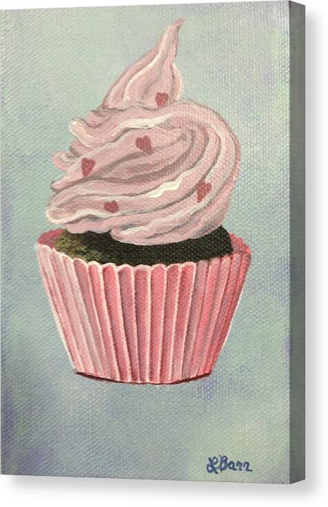 Cupcake Canvas Print featuring the painting Pretty in Pink by Lisa Barr