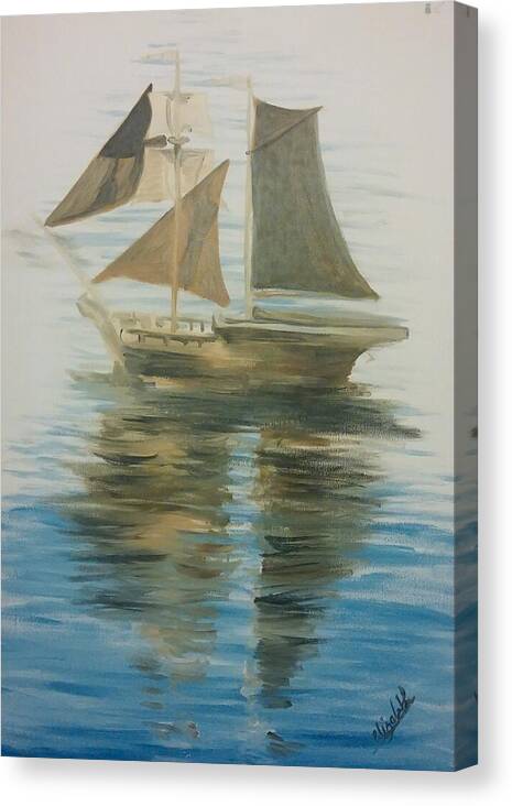 Galleon Canvas Print featuring the painting Sailing Ship by Abbie Shores