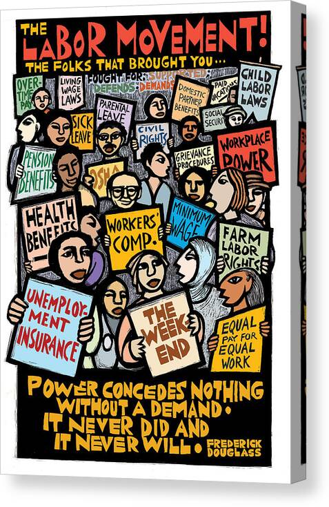 Labor Canvas Print featuring the mixed media The Labor Movement by Ricardo Levins Morales