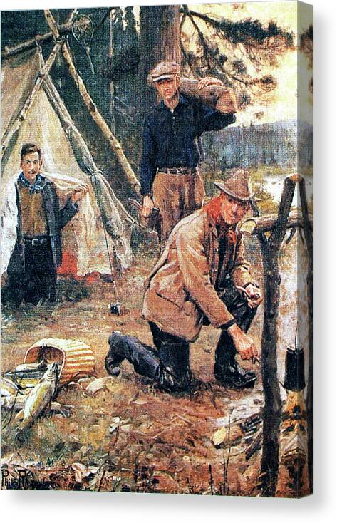 Outdoor Canvas Print featuring the painting Fall Fishing Camp by Philip R Goodwin