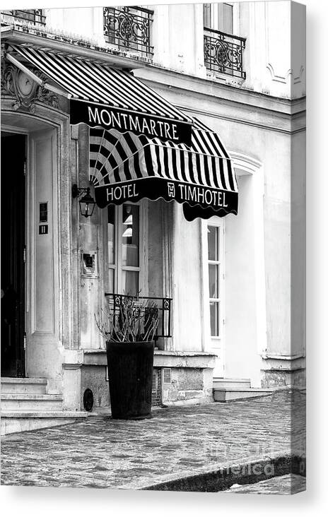 Montmartre Hotel Canvas Print featuring the photograph Montmartre Timhotel Paris by John Rizzuto