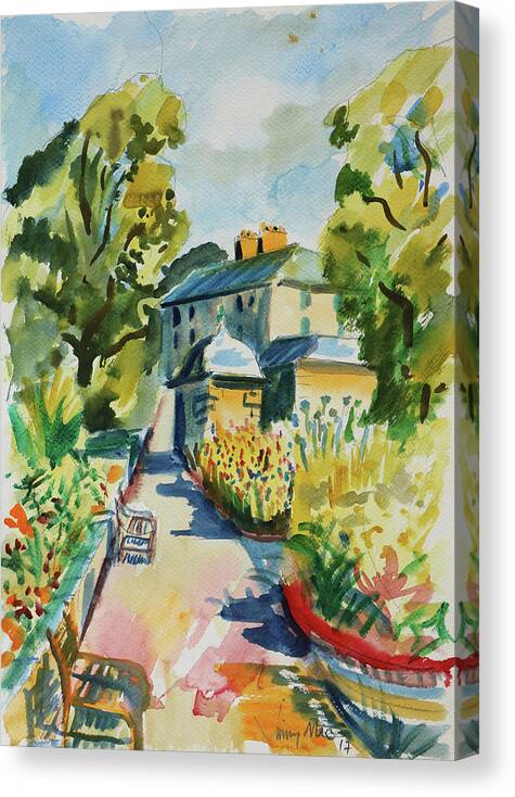 Watercolour Canvas Print featuring the painting Pollok Park Gardens by Jimmy Mackellar