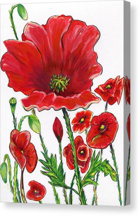Poppies Canvas Print featuring the painting Poppies Illustration by Catherine Gruetzke-Blais