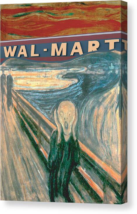 Walmart Canvas Print featuring the mixed media Wal-Mart Scream by Ricardo Levins Morales