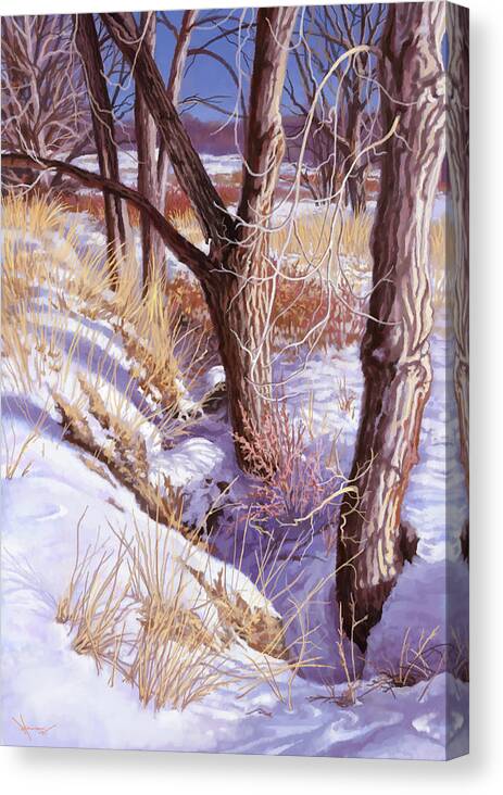 Minnesota Canvas Print featuring the painting February in Minnesota by Hans Neuhart